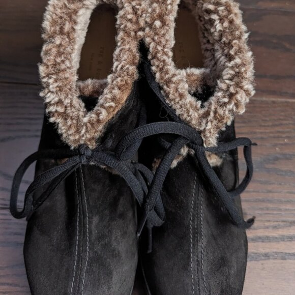 Rag & Bone Black Suede Inez Shearling Desert Clog Boots - Picture 8 of 8